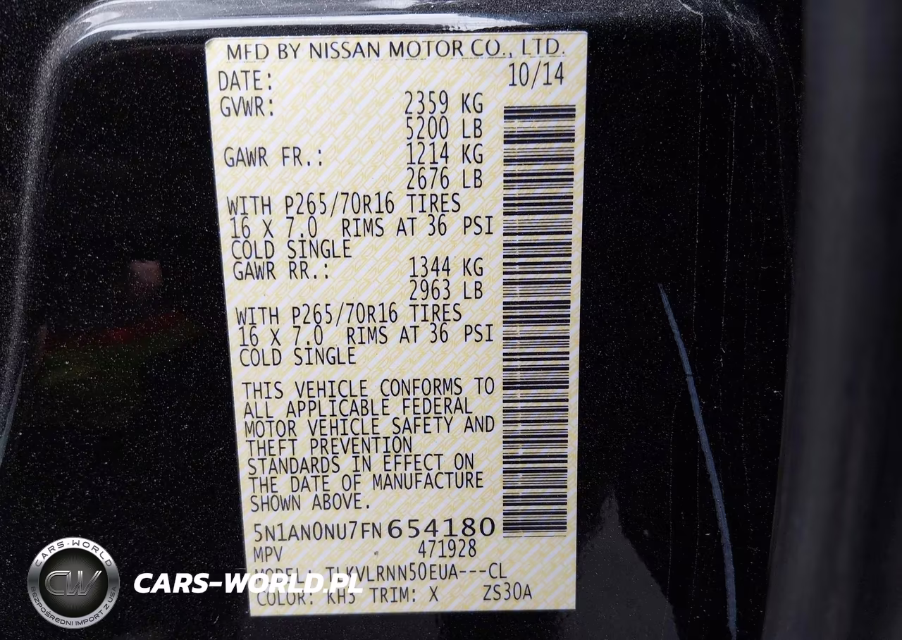2015 Nissan Xterra S VIN:5N1AN0NU7FN654180 - 9
