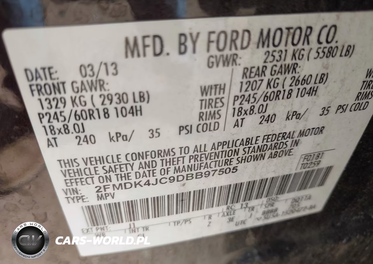 2013 Ford Edge Sel VIN:2FMDK4JC9DBB97505 - 9