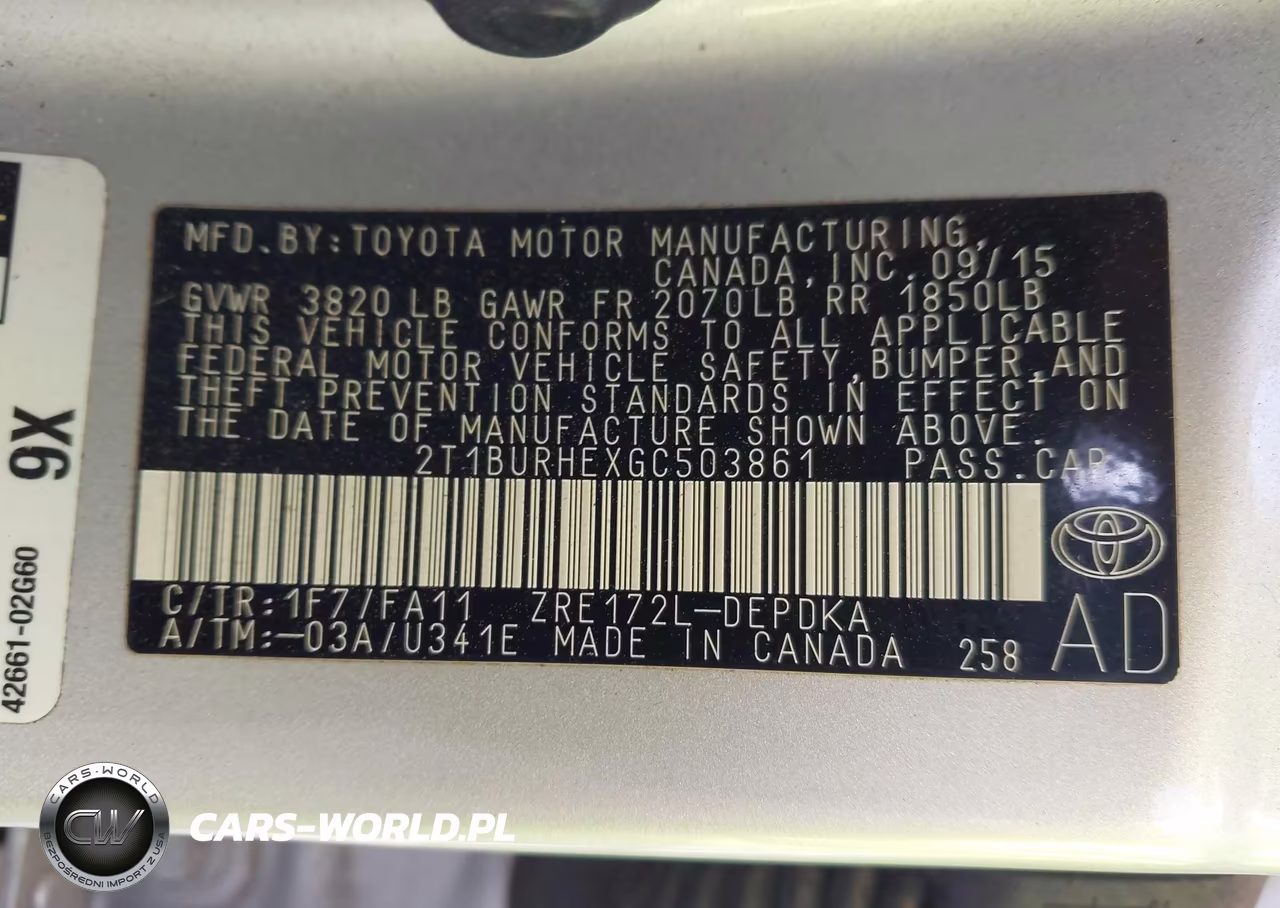 2016 Toyota Corolla L VIN:2T1BURHEXGC503861 - 9