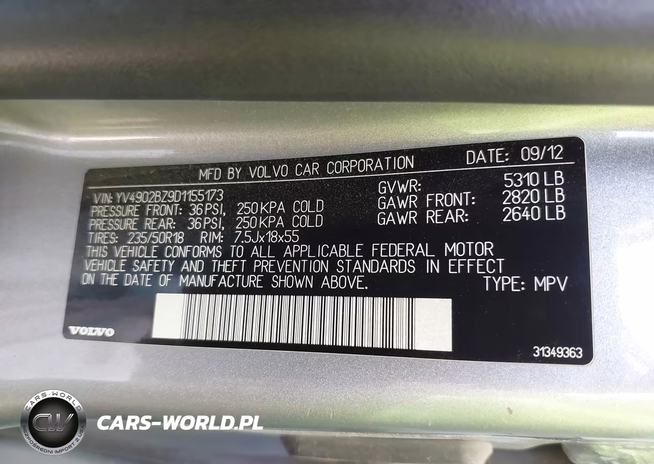 2013 Volvo Xc70 T6 VIN:YV4902BZ9D1155173 - 9
