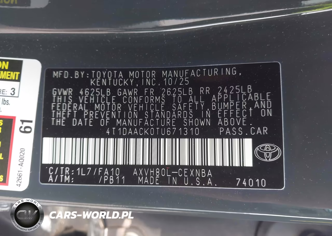 2026 Toyota Camry Le VIN:4T1DAACK0TU671310 - 9