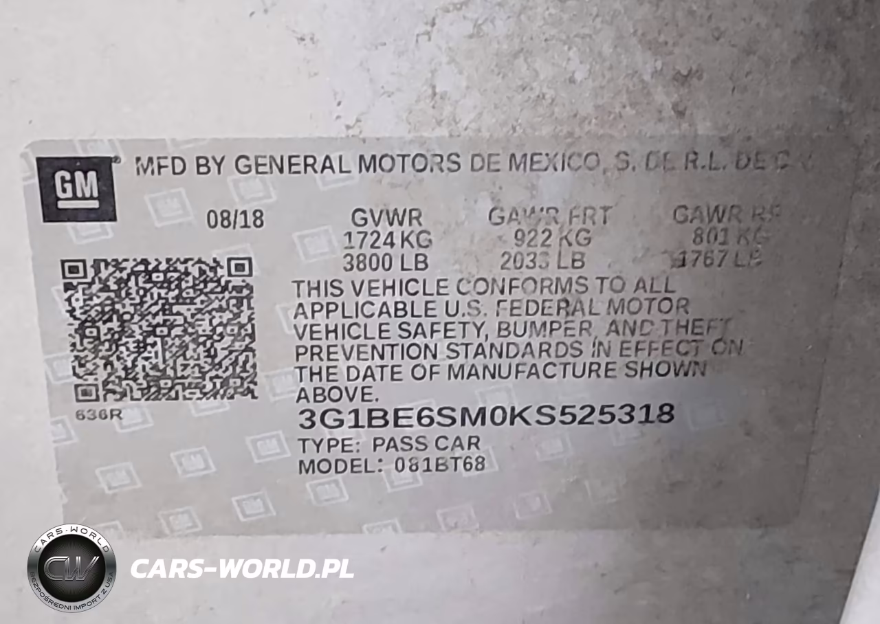 2019 Chevrolet Cruze Lt VIN:3G1BE6SM0KS525318 - 9