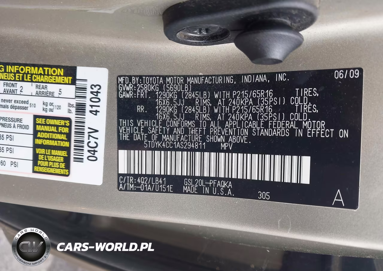 2010 Toyota Sienna Xle VIN:5TDYK4CC1AS294811 - 9