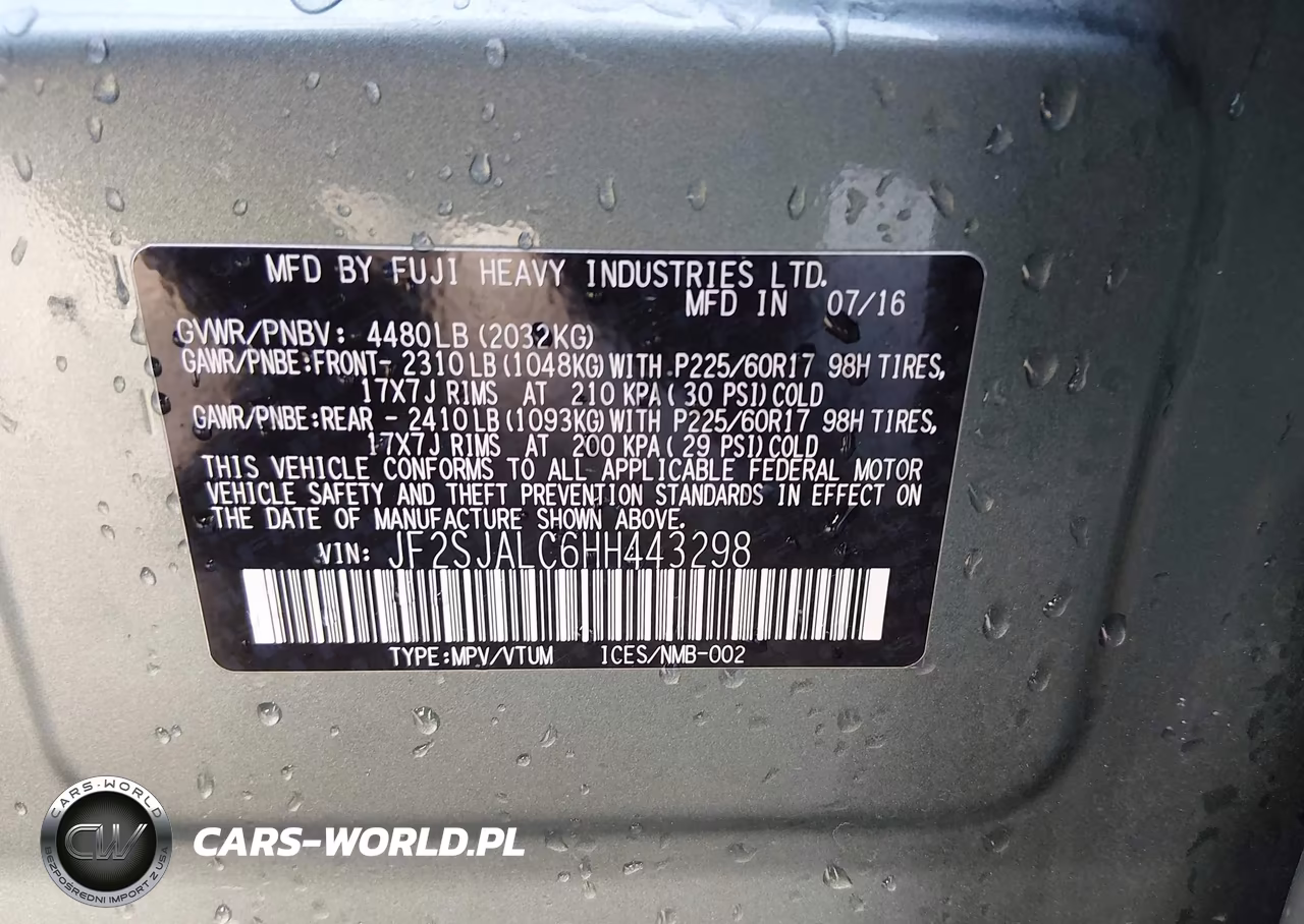 2017 Subaru Forester 2.5I Limited VIN:JF2SJALC6HH443298 - 9