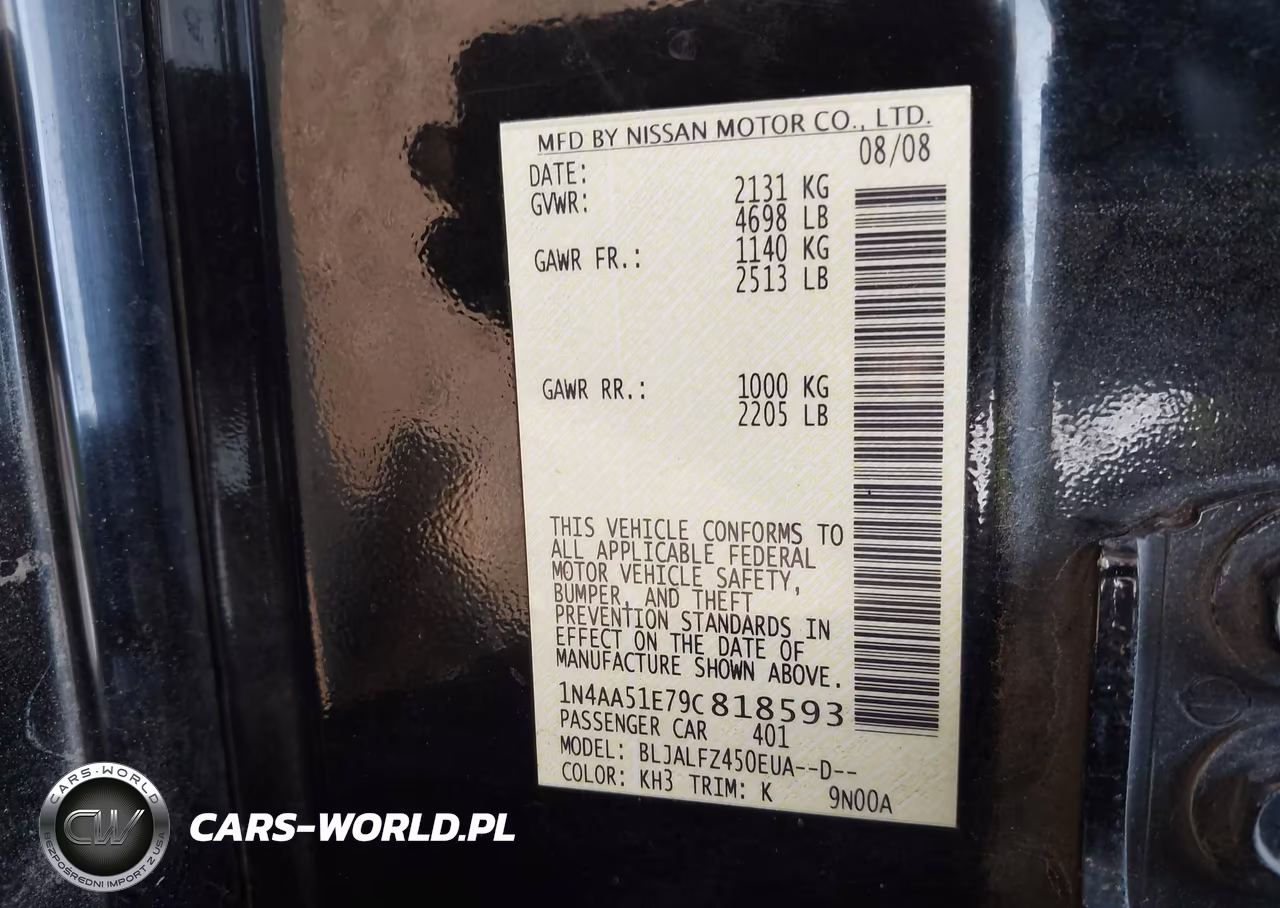 2009 Nissan Maxima 3.5 Sv VIN:1N4AA51E79C818593 - 9