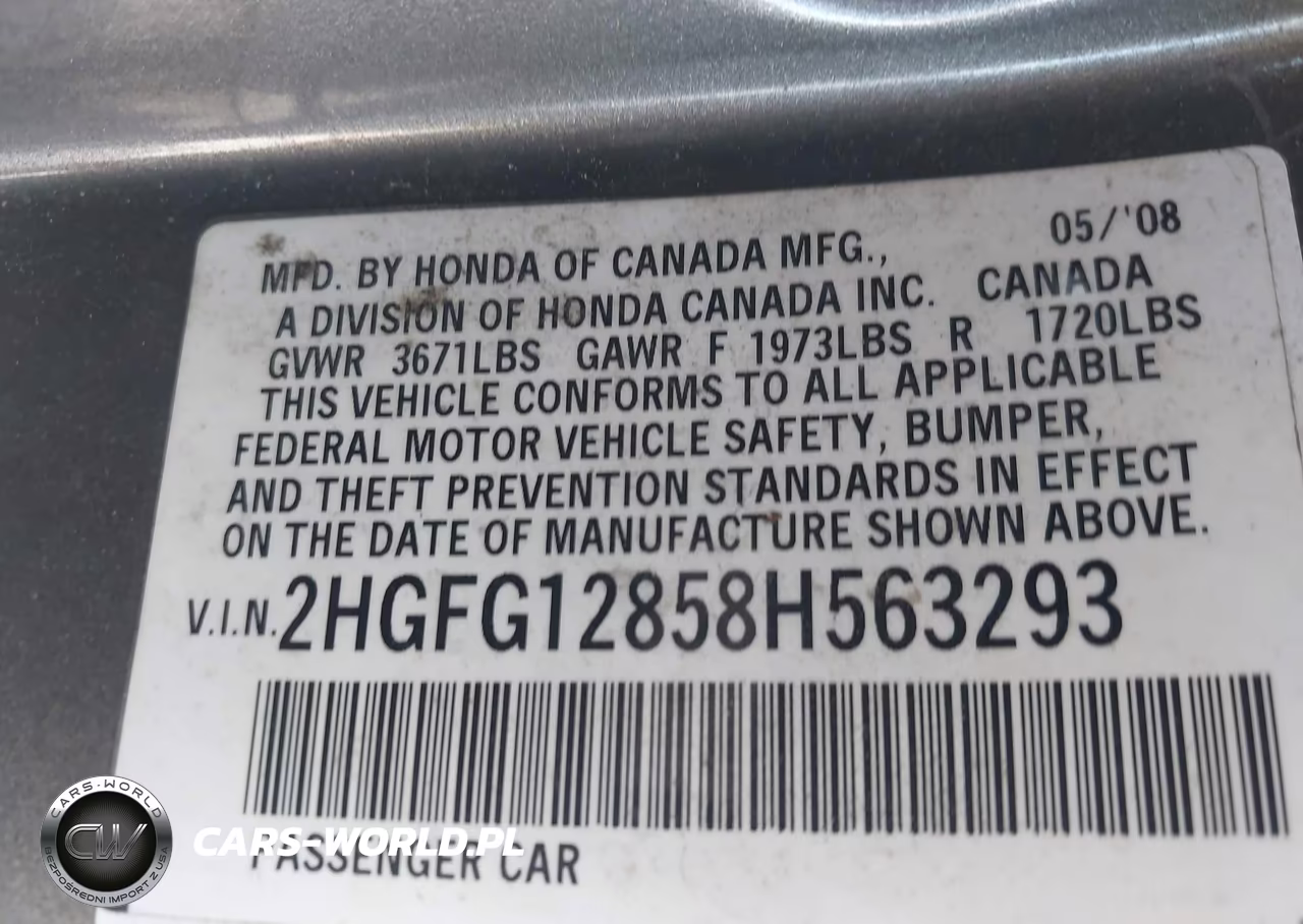2008 Honda Civic Ex VIN:2HGFG12858H563293 - 9