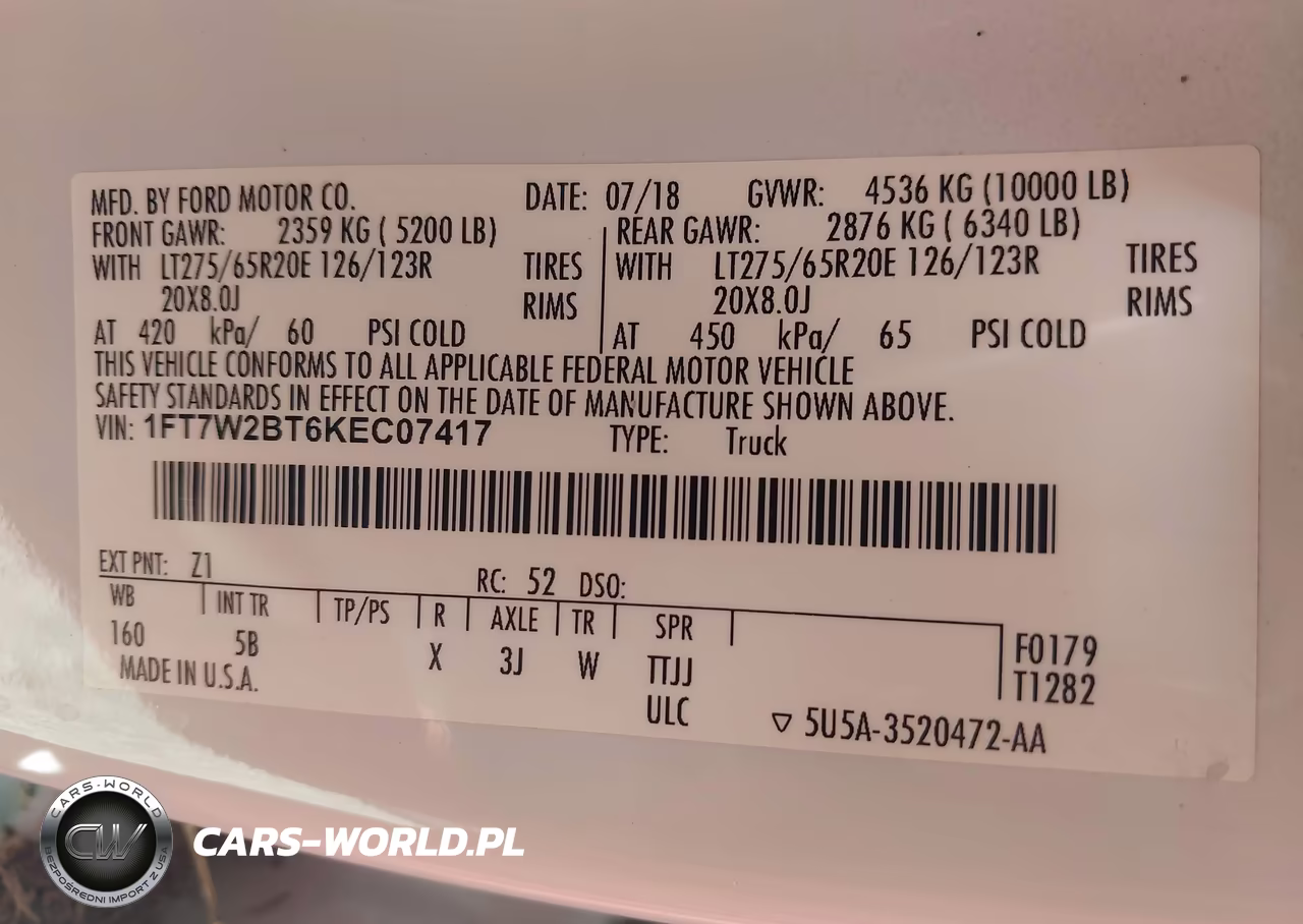 2019 Ford F-250 Lariat VIN:1FT7W2BT6KEC07417 - 9