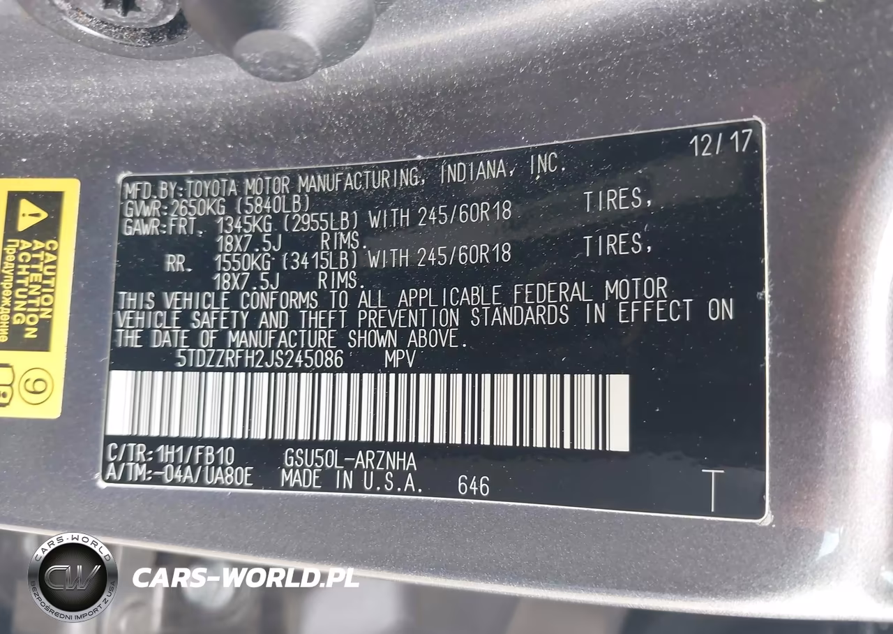 2018 Toyota Highlander Le VIN:5TDZZRFH2JS245086 - 9