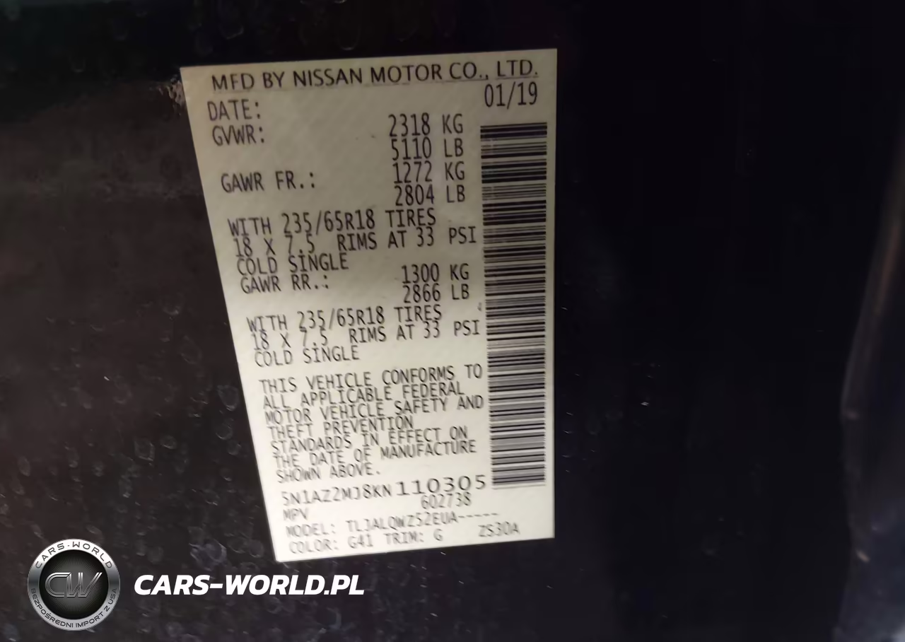 2019 Nissan Murano Sv VIN:5N1AZ2MJ8KN110305 - 9