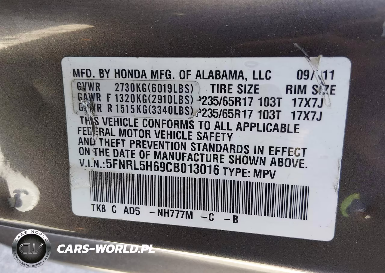 2012 Honda Odyssey Ex-L VIN:5FNRL5H69CB013016 - 9