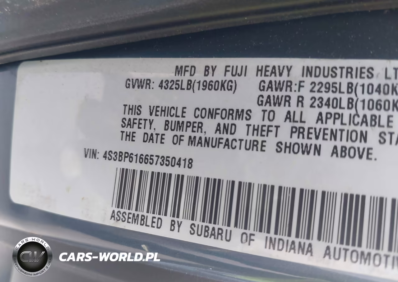 2005 Subaru Legacy 2.5I VIN:4S3BP616657350418 - 9