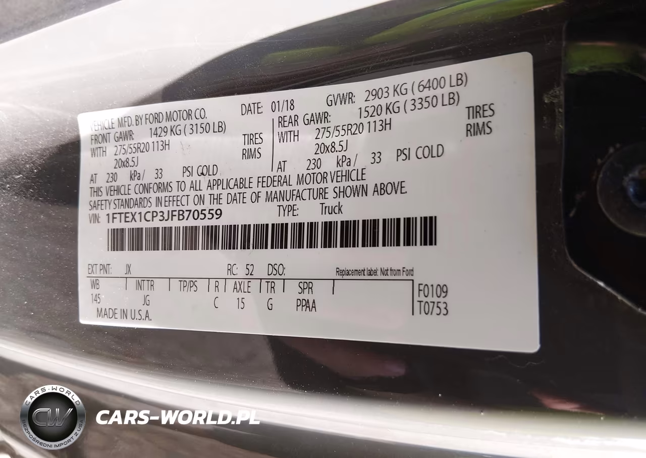 2018 Ford F-150 Xl VIN:1FTEX1CP3JFB70559 - 9
