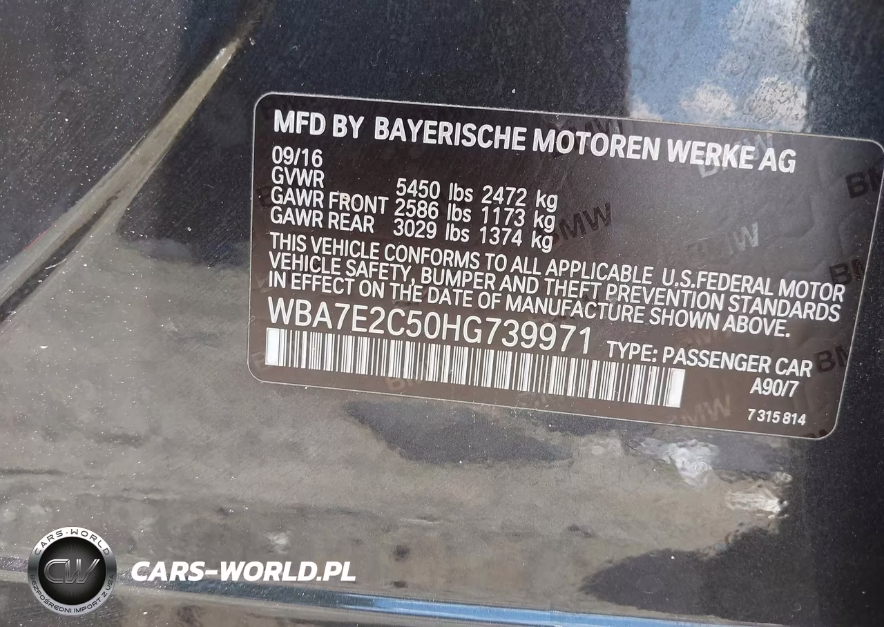 2017 BMW 740I VIN:WBA7E2C50HG739971 - 9