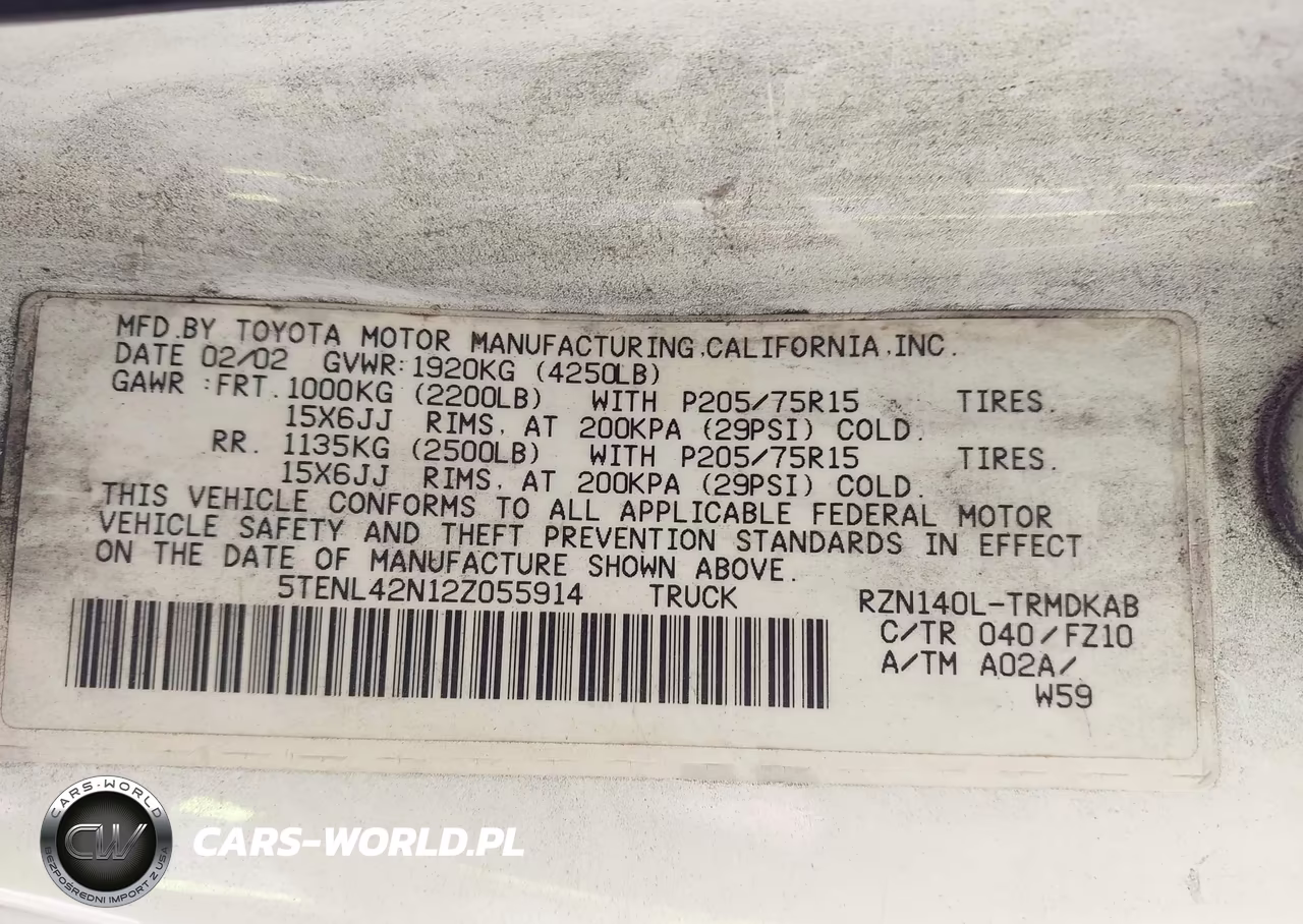 2002 Toyota Tacoma VIN:5TENL42N12Z055914 - 9