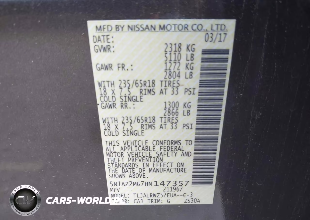 2017 Nissan Murano Sl VIN:5N1AZ2MG7HN147357 - 9