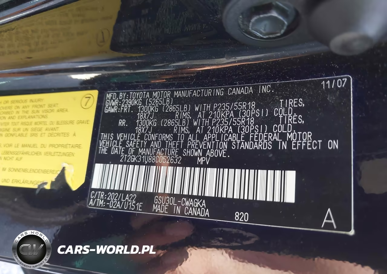 2008 Lexus Rx 350 VIN:2T2GK31U88C052632 - 9
