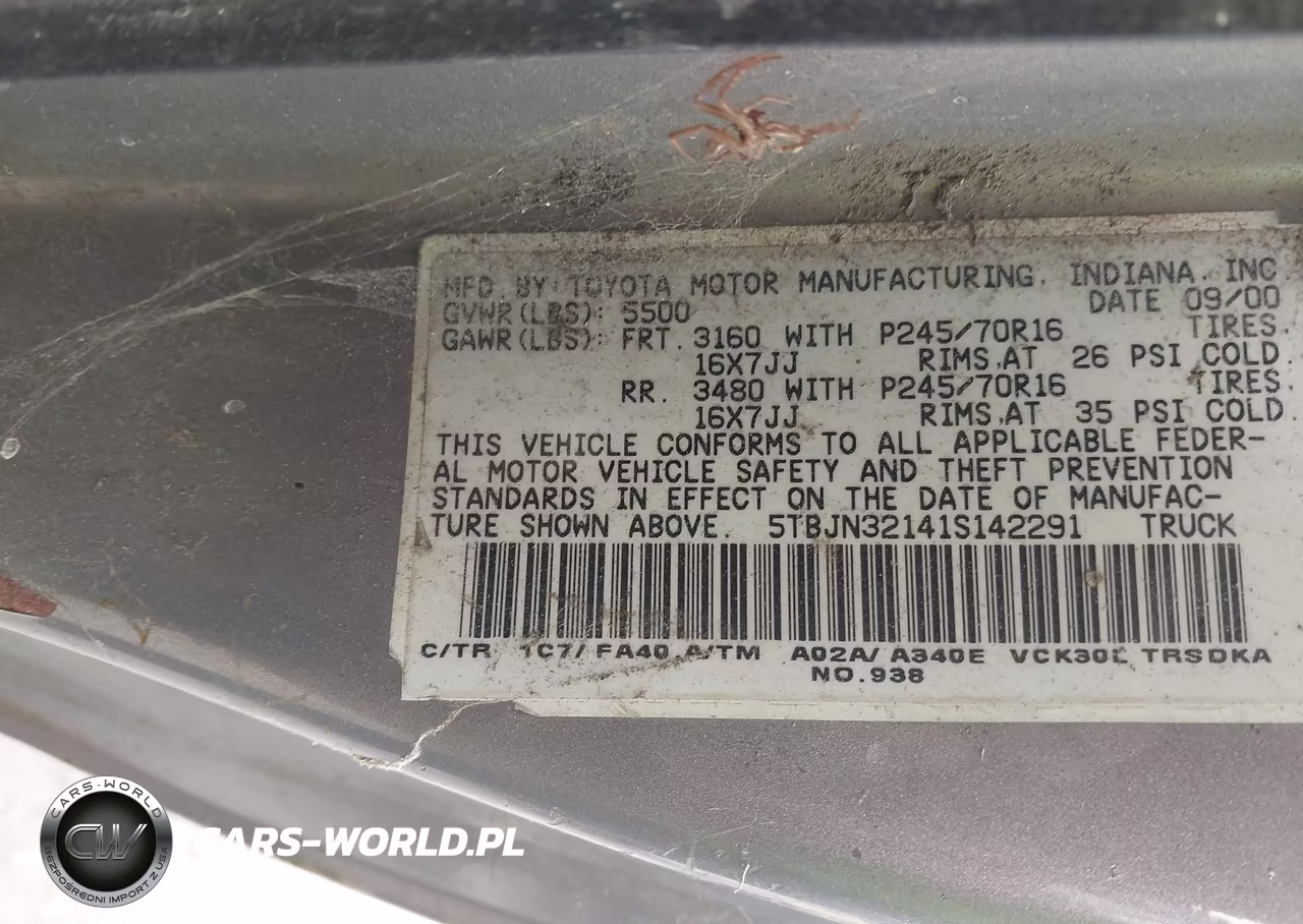 2001 Toyota Tundra VIN:5TBJN32141S142291 - 9