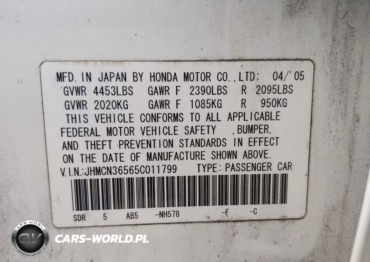 2005 Honda Accord Hybrid Ima VIN:JHMCN36565C011799 - 9