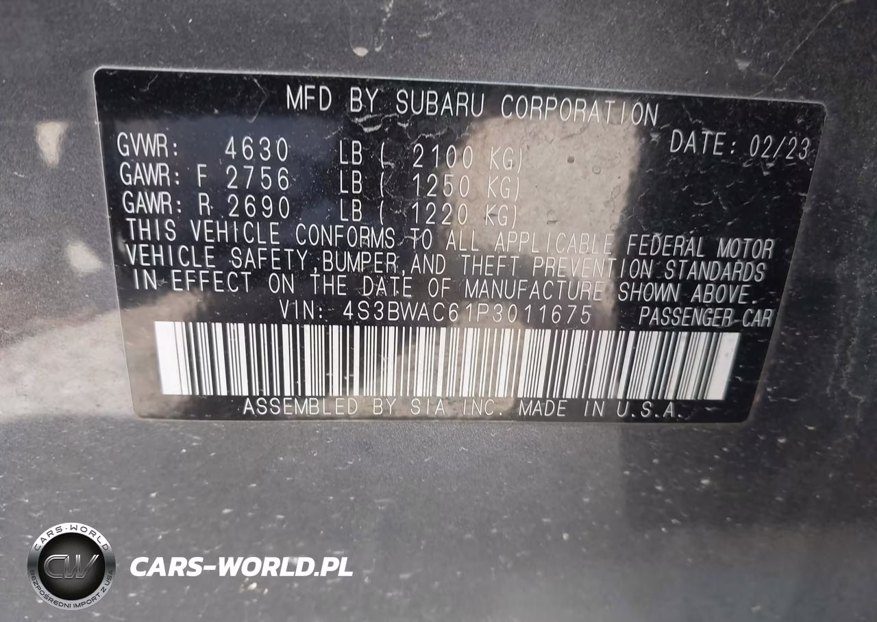 SUBARU LEGACY PRE VIN:4S3BWAC61P3011675 - 9