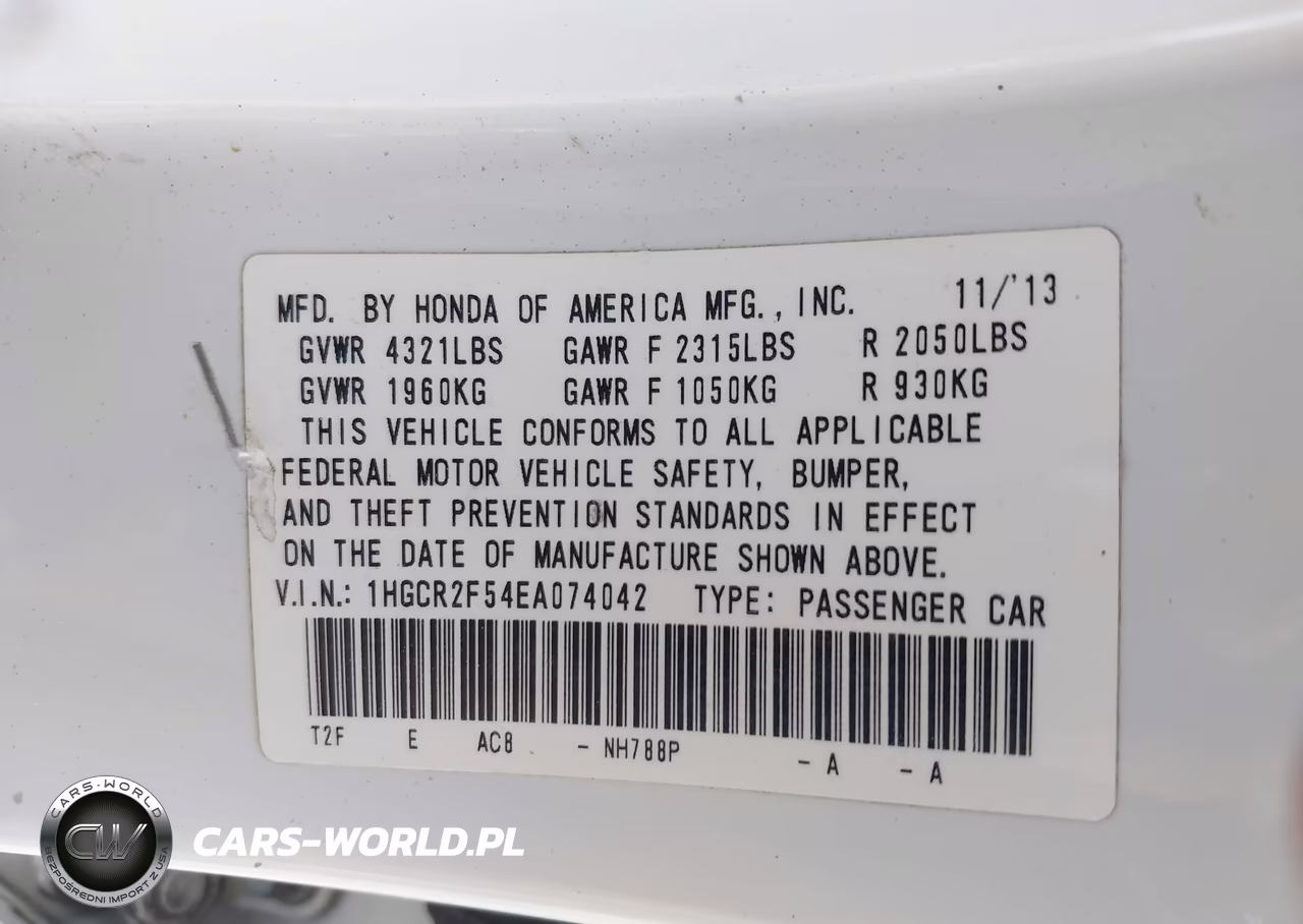 2014 Honda Accord Sport VIN:1HGCR2F54EA074042 - 9