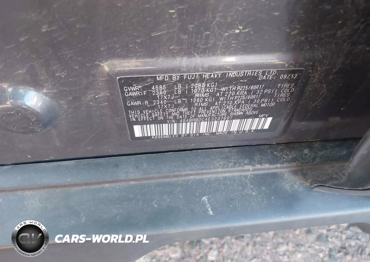 2014 Subaru Outback 2.5I Premium VIN:4S4BRBDC4E3237607 - 9