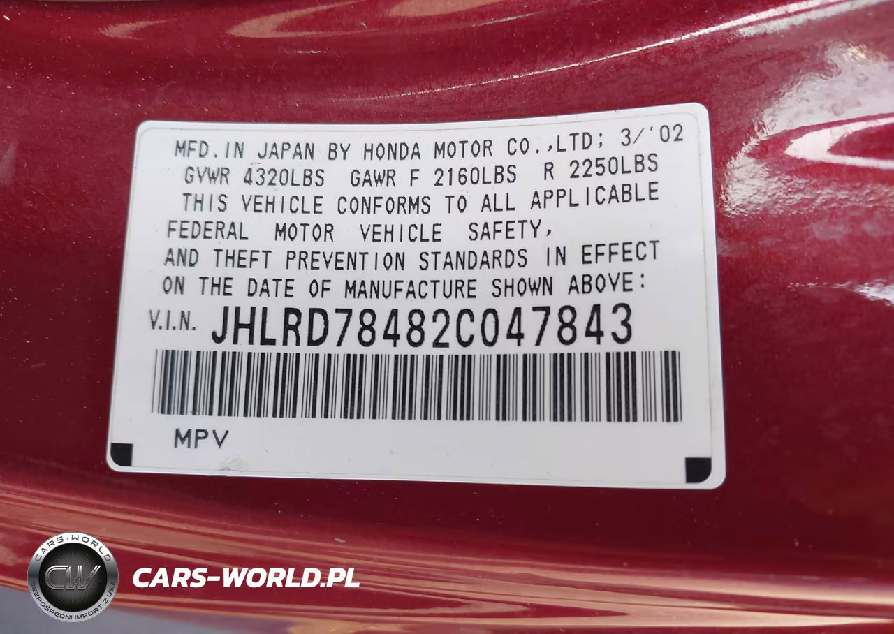 2002 Honda Cr-V Lx VIN:JHLRD78482C047843 - 9