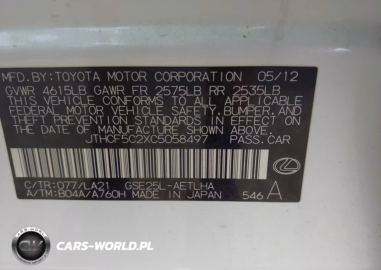 2012 Lexus Is 250 VIN:JTHCF5C2XC5058497 - 9