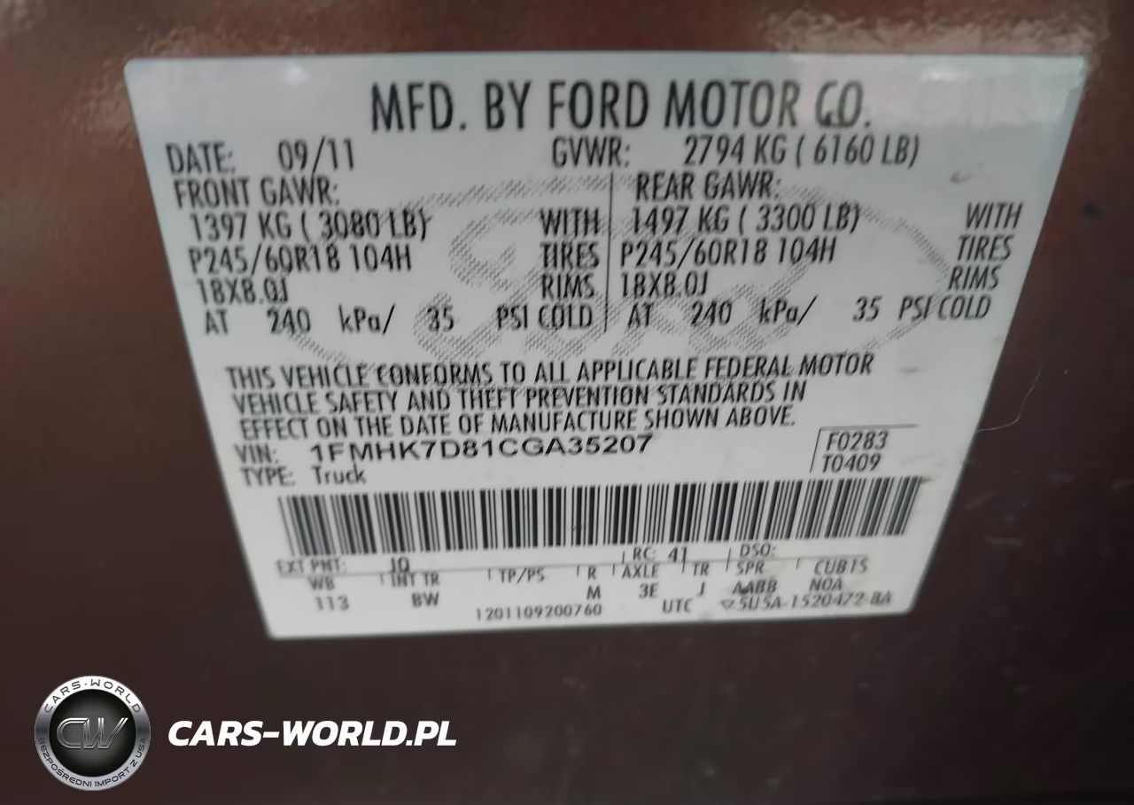 2012 Ford Explorer Xlt VIN:1FMHK7D81CGA35207 - 9