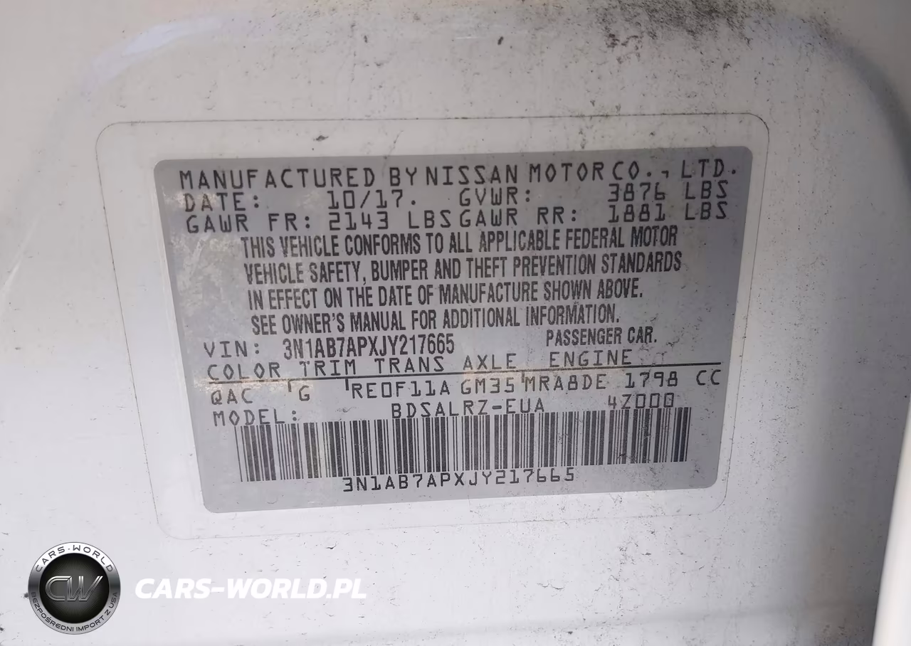 2018 Nissan Sentra Sr VIN:3N1AB7APXJY217665 - 9