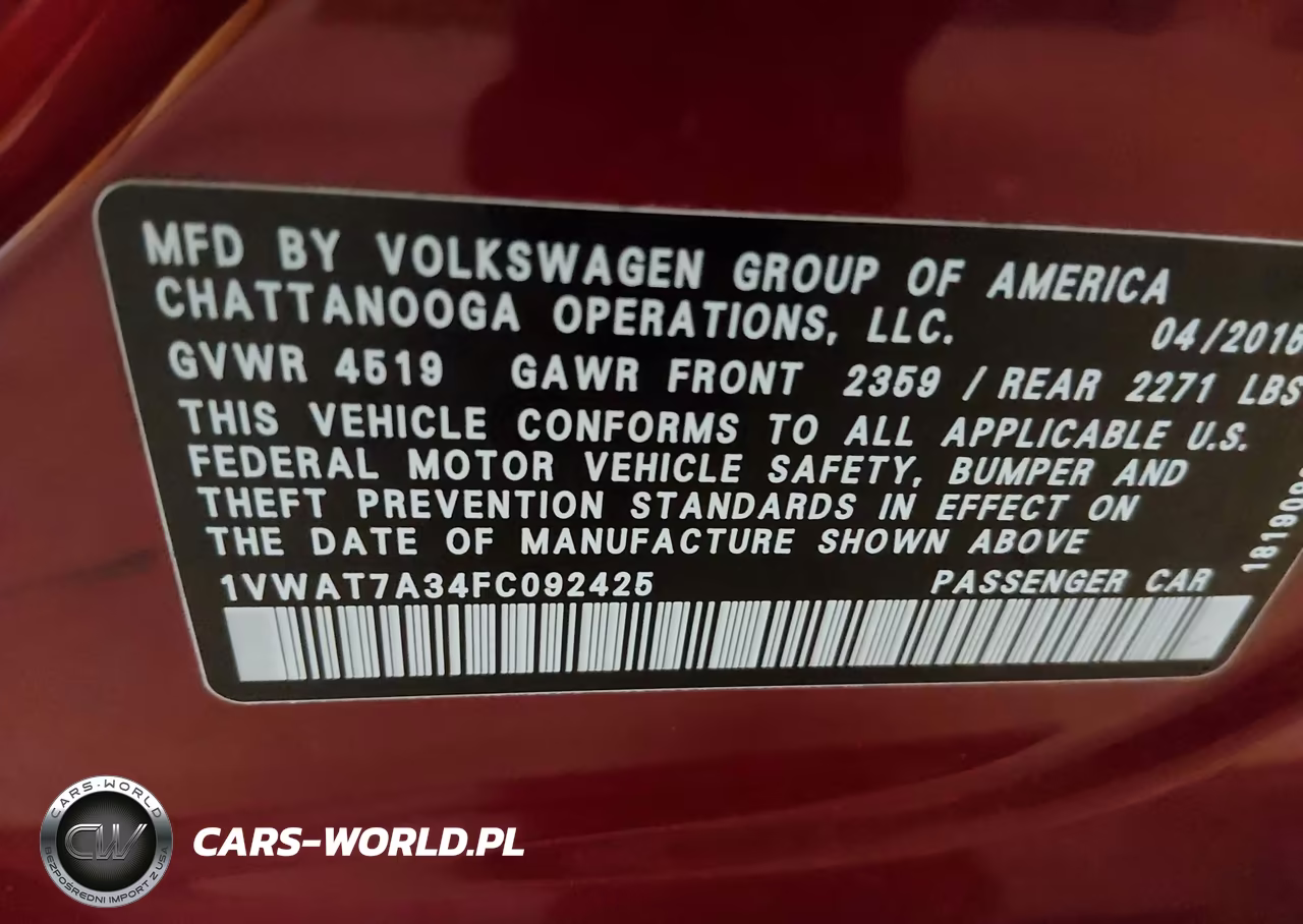 2015 Volkswagen Passat 1.8T Limited Edition VIN:1VWAT7A34FC092425 - 9