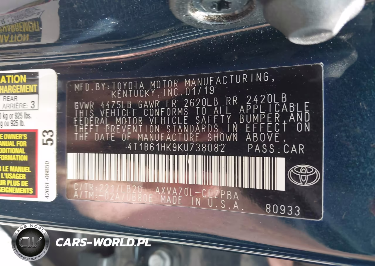 2019 Toyota Camry Xse VIN:4T1B61HK9KU738082 - 9