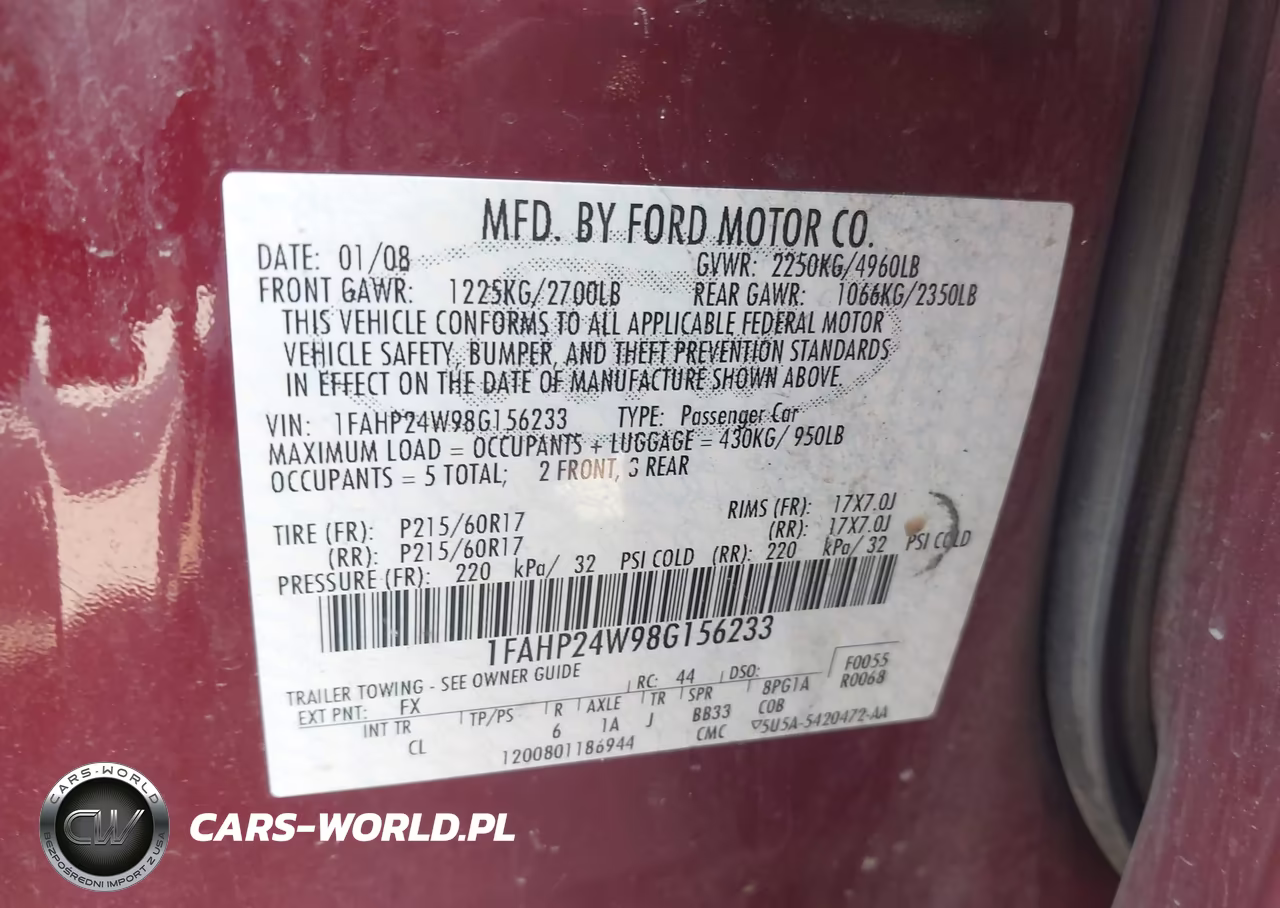 2008 Ford Taurus Sel VIN:1FAHP24W98G156233 - 9