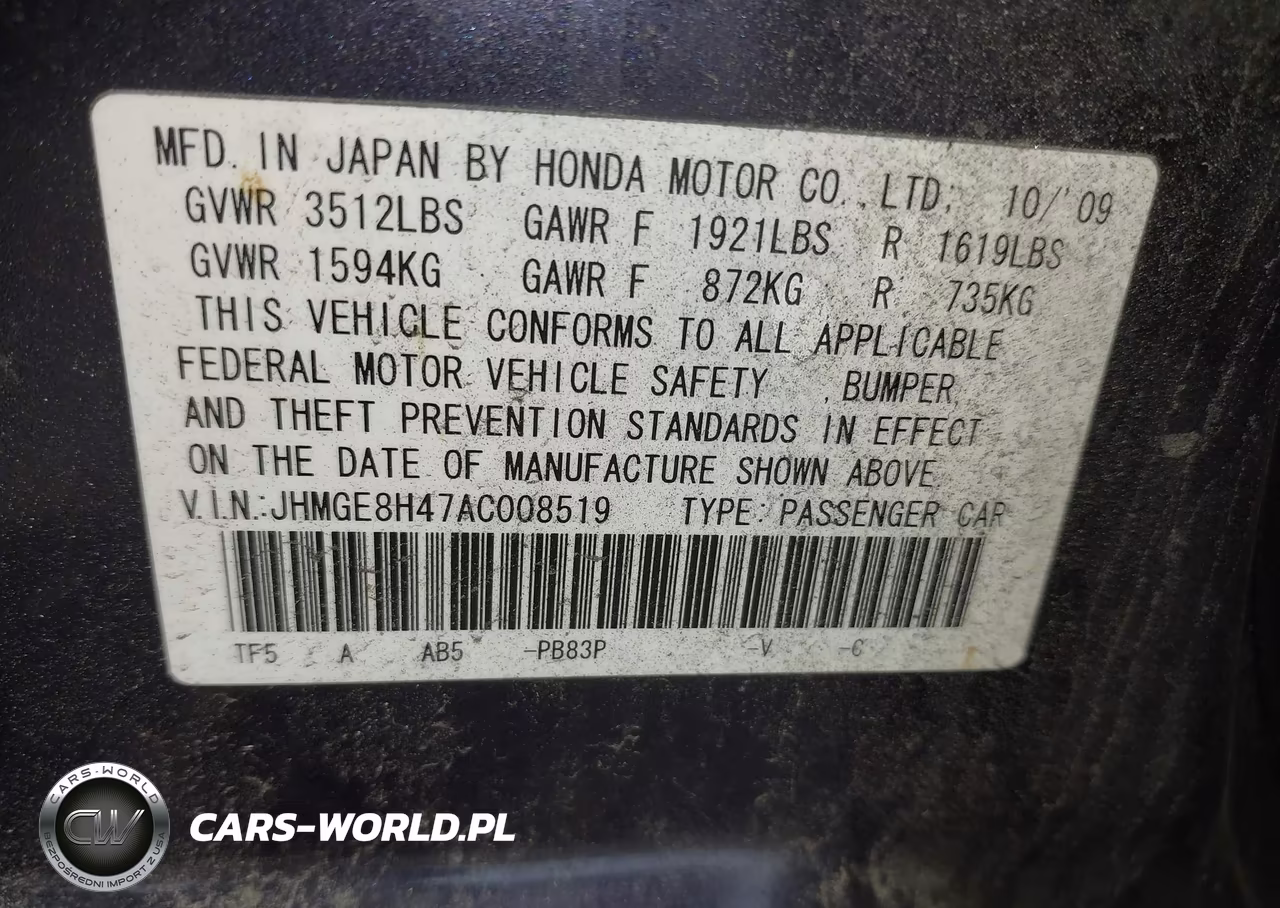 2010 Honda Fit Sport VIN:JHMGE8H47AC008519 - 9