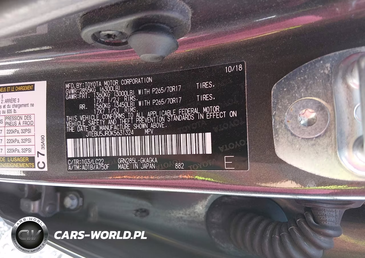 2019 Toyota 4Runner Trd Off Road Premium VIN:JTEBU5JR0K5631324 - 9