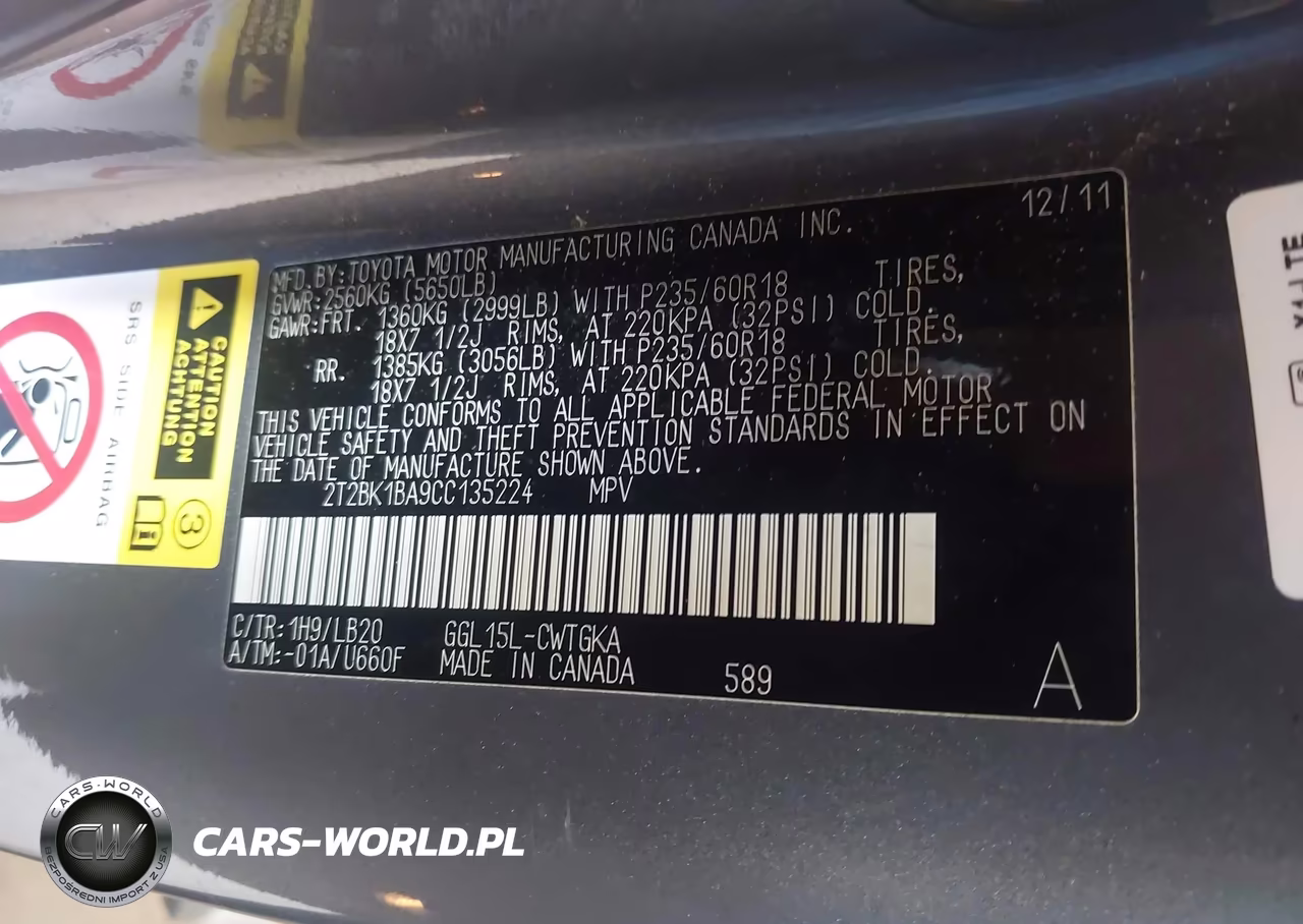 2012 Lexus Rx 350 VIN:2T2BK1BA9CC135224 - 9