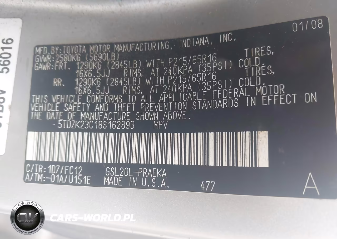 2008 Toyota Sienna Le VIN:5TDZK23C18S162893 - 9