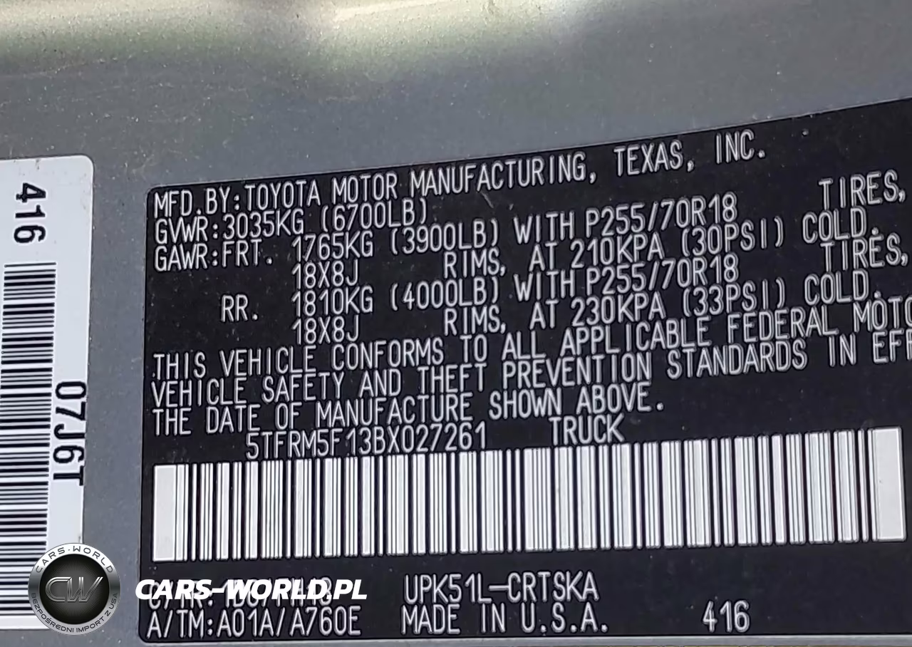 2011 Toyota Tundra Grade 4.6L V8 VIN:5TFRM5F13BX027261 - 9
