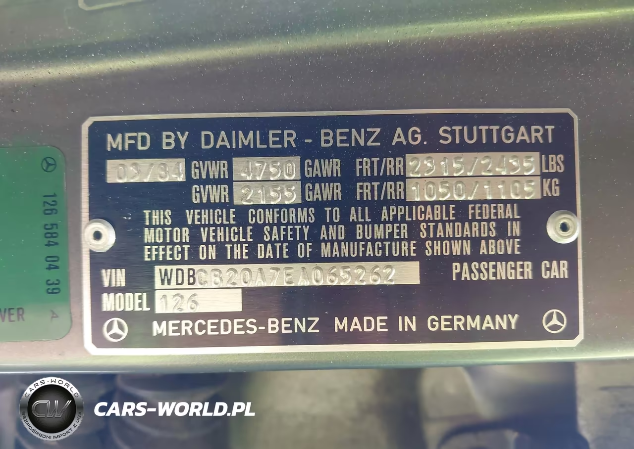 1984 Mercedes-Benz 300 Sd VIN:WDBCB20A7EA065262 - 9