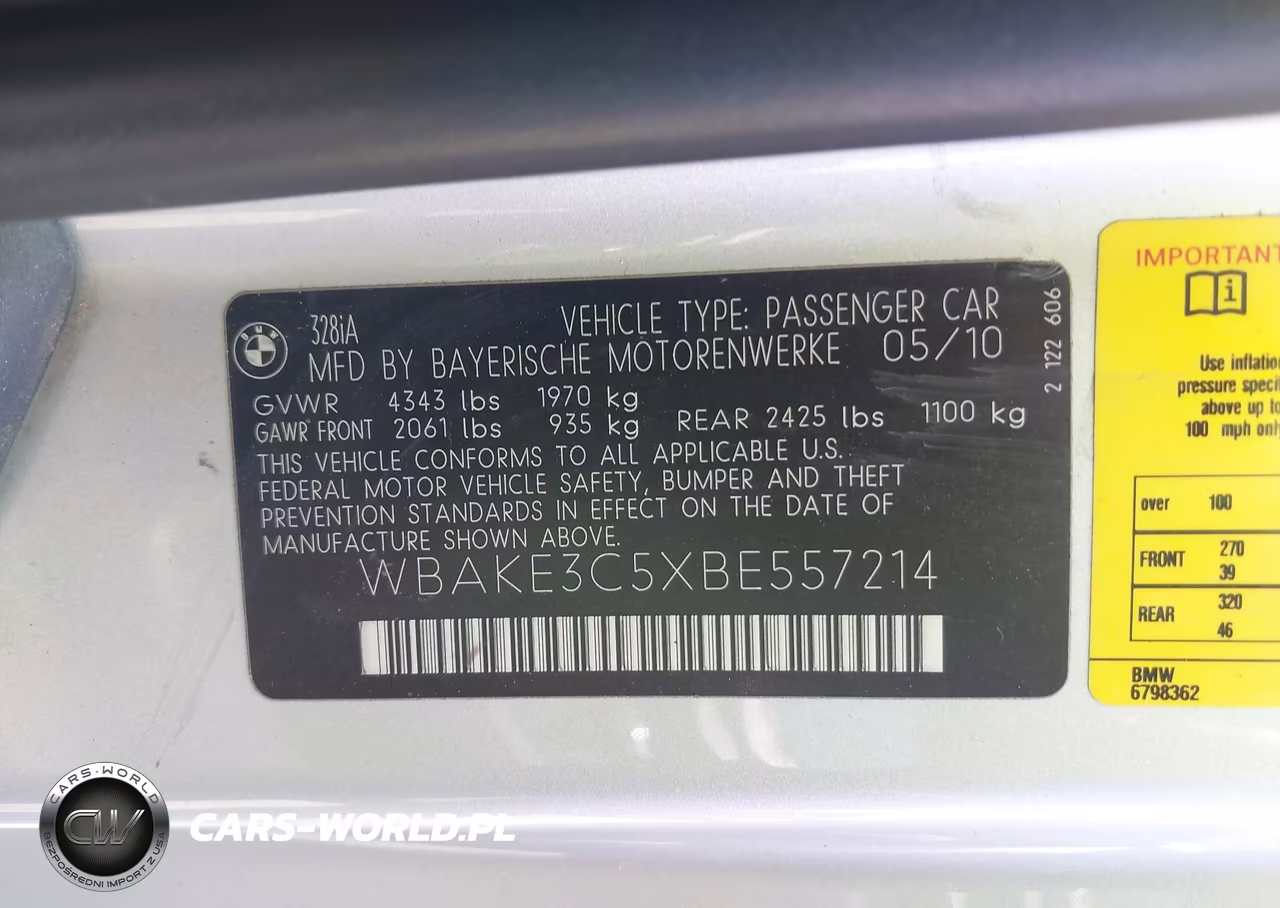 2011 BMW 328I VIN:WBAKE3C5XBE557214 - 9