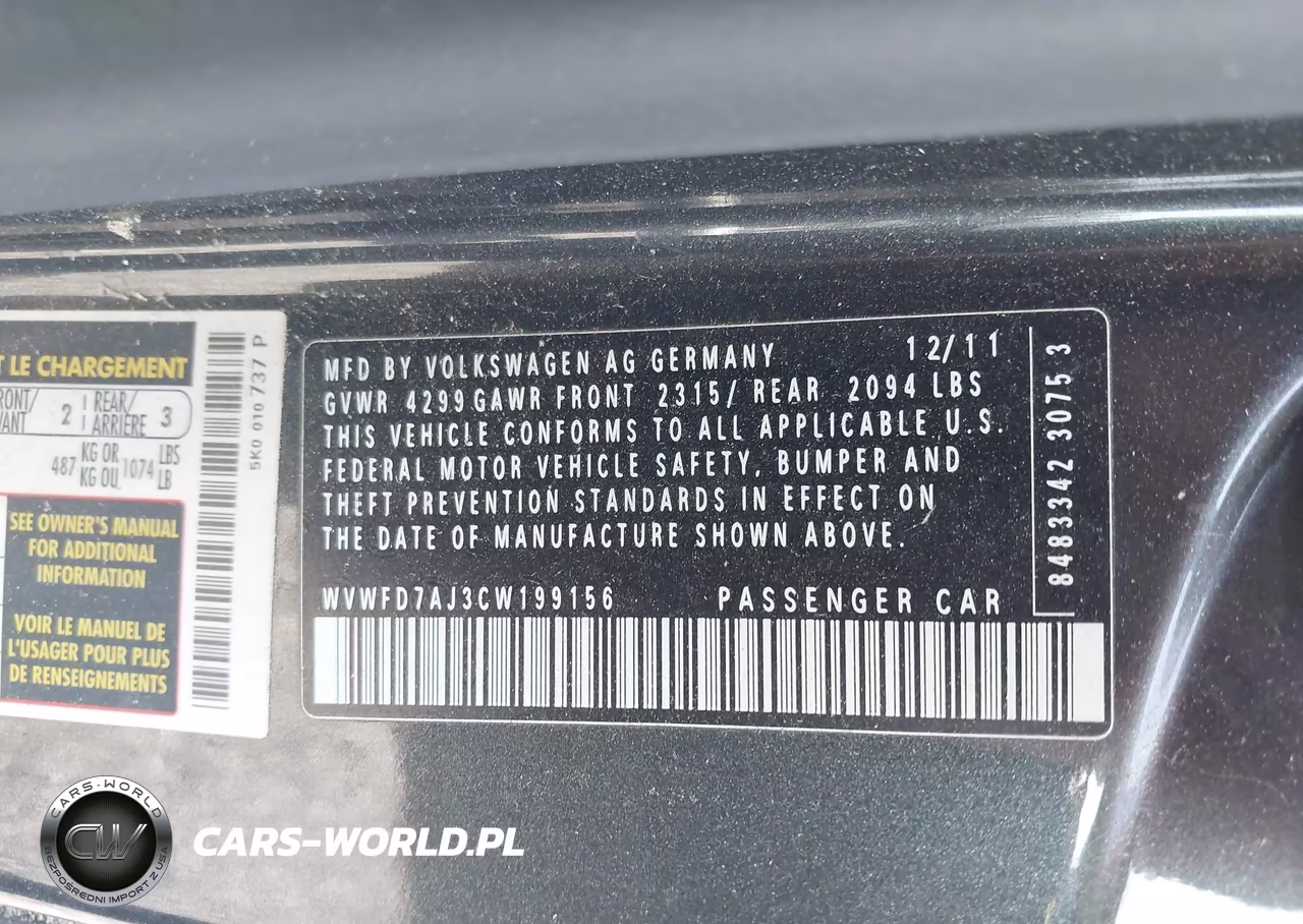 2012 Volkswagen Gti 2-Door VIN:WVWFD7AJ3CW199156 - 9