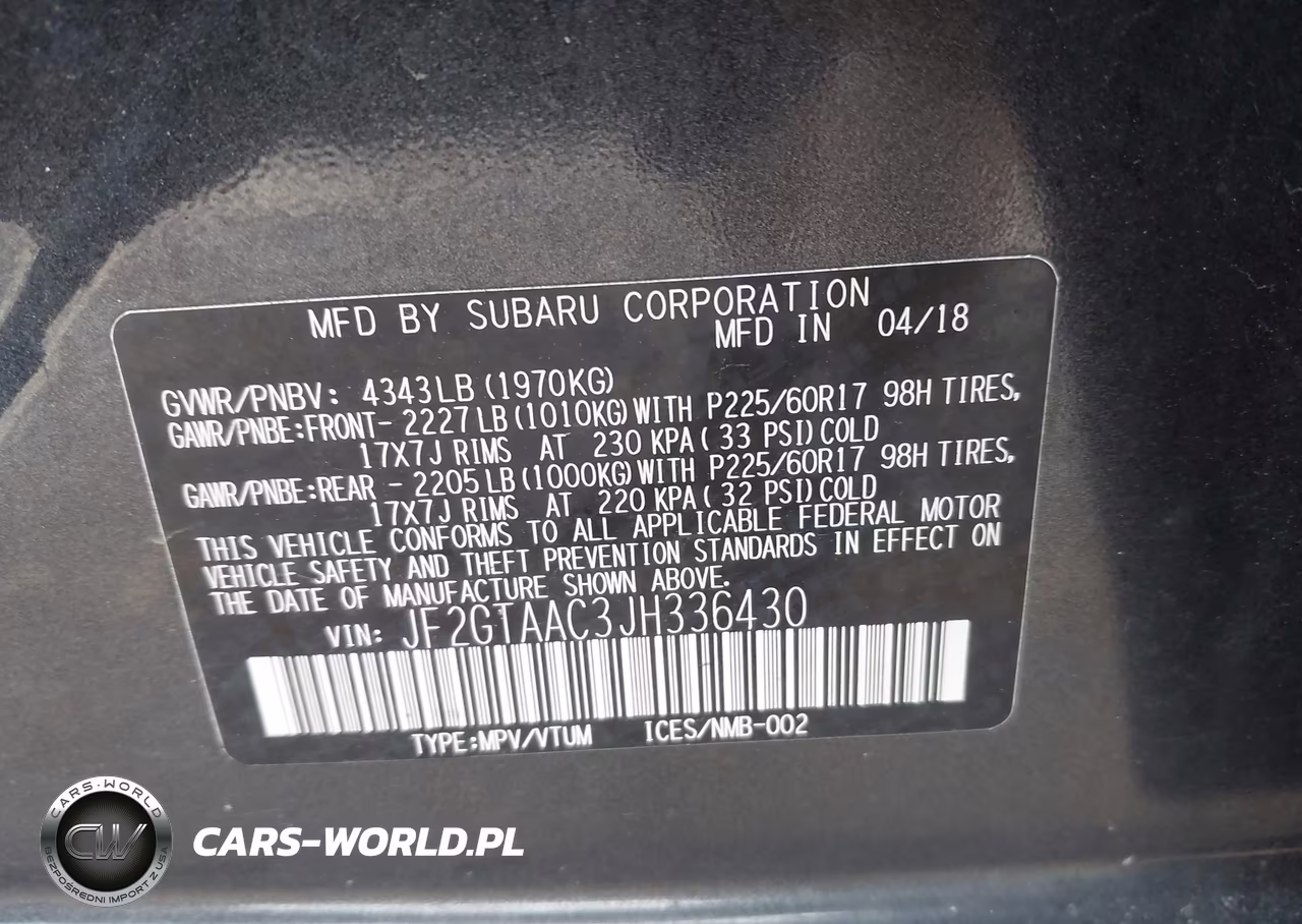 2018 Subaru Crosstrek 2.0I VIN:JF2GTAAC3JH336430 - 9