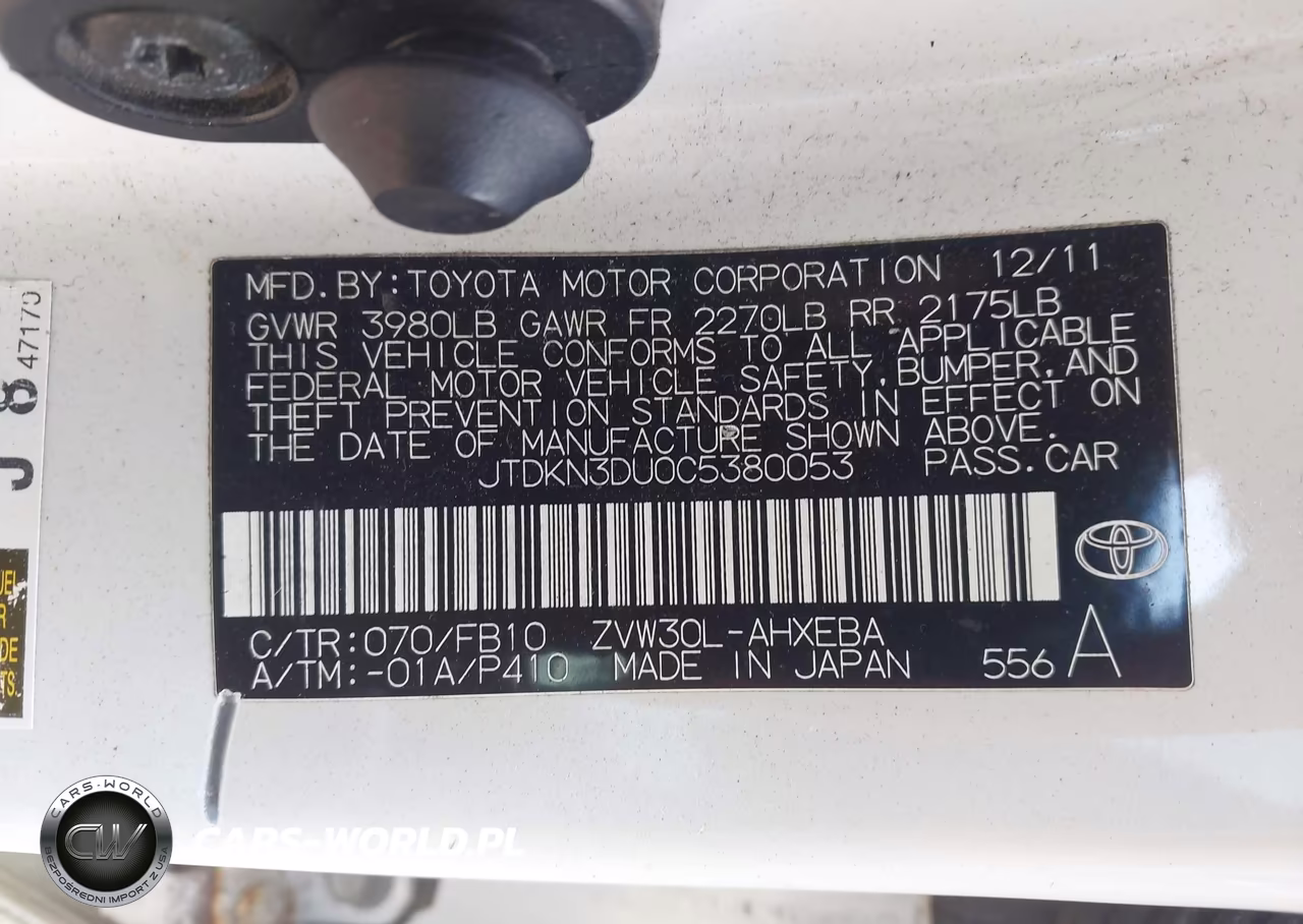 2012 Toyota Prius Two VIN:JTDKN3DU0C5380053 - 9