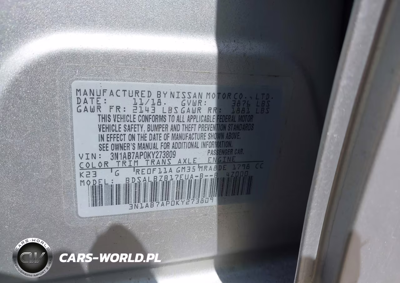 2019 Nissan Sentra S VIN:3N1AB7AP0KY273809 - 9