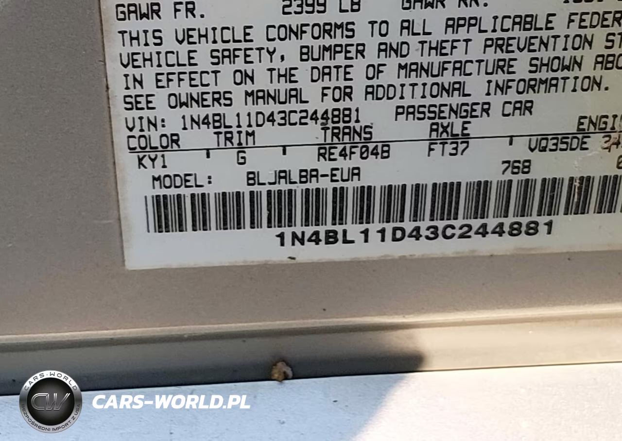 2003 Nissan Altima 3.5 Se VIN:1N4BL11D43C244881 - 9