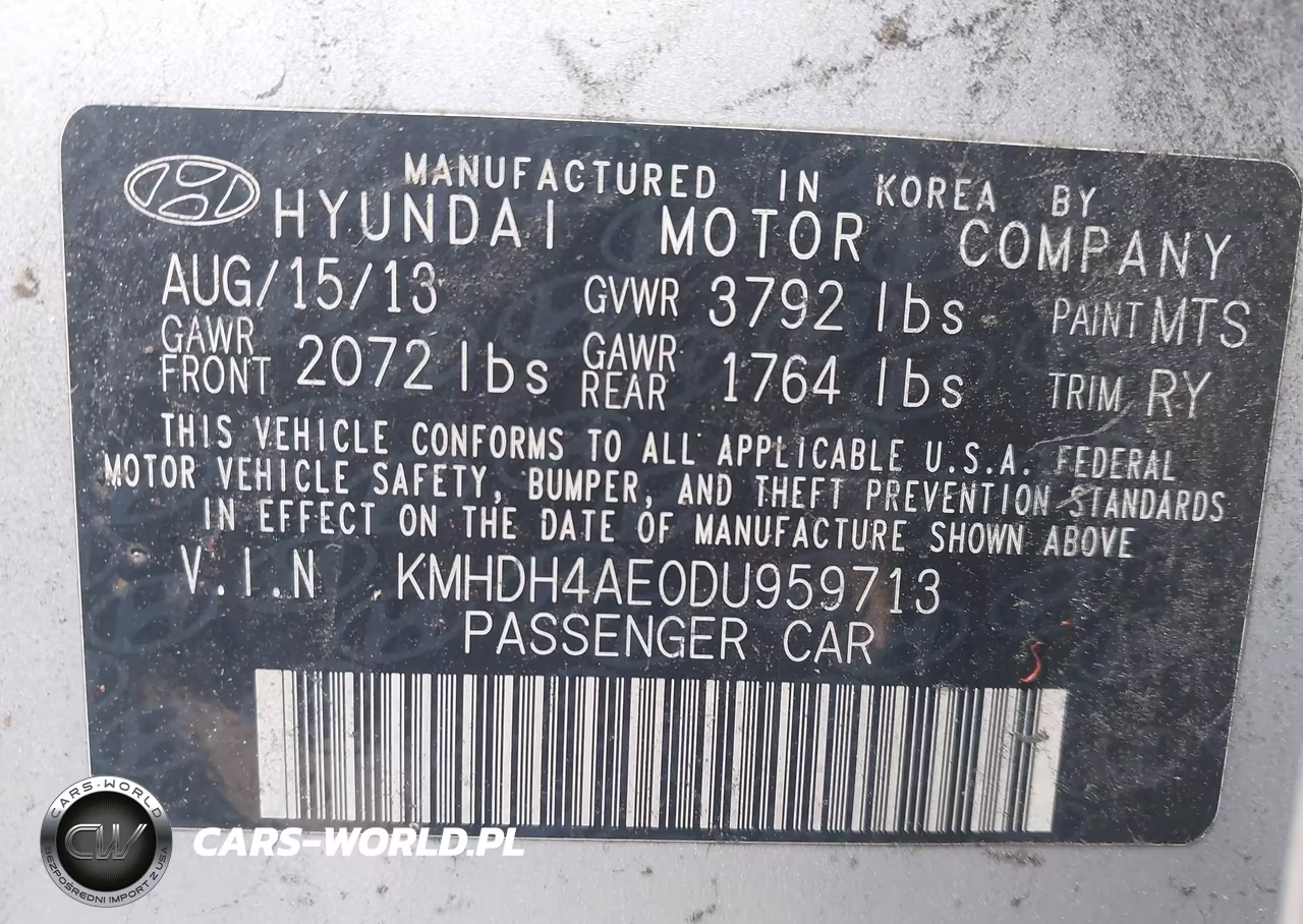 2013 Hyundai Elantra Limited VIN:KMHDH4AE0DU959713 - 9
