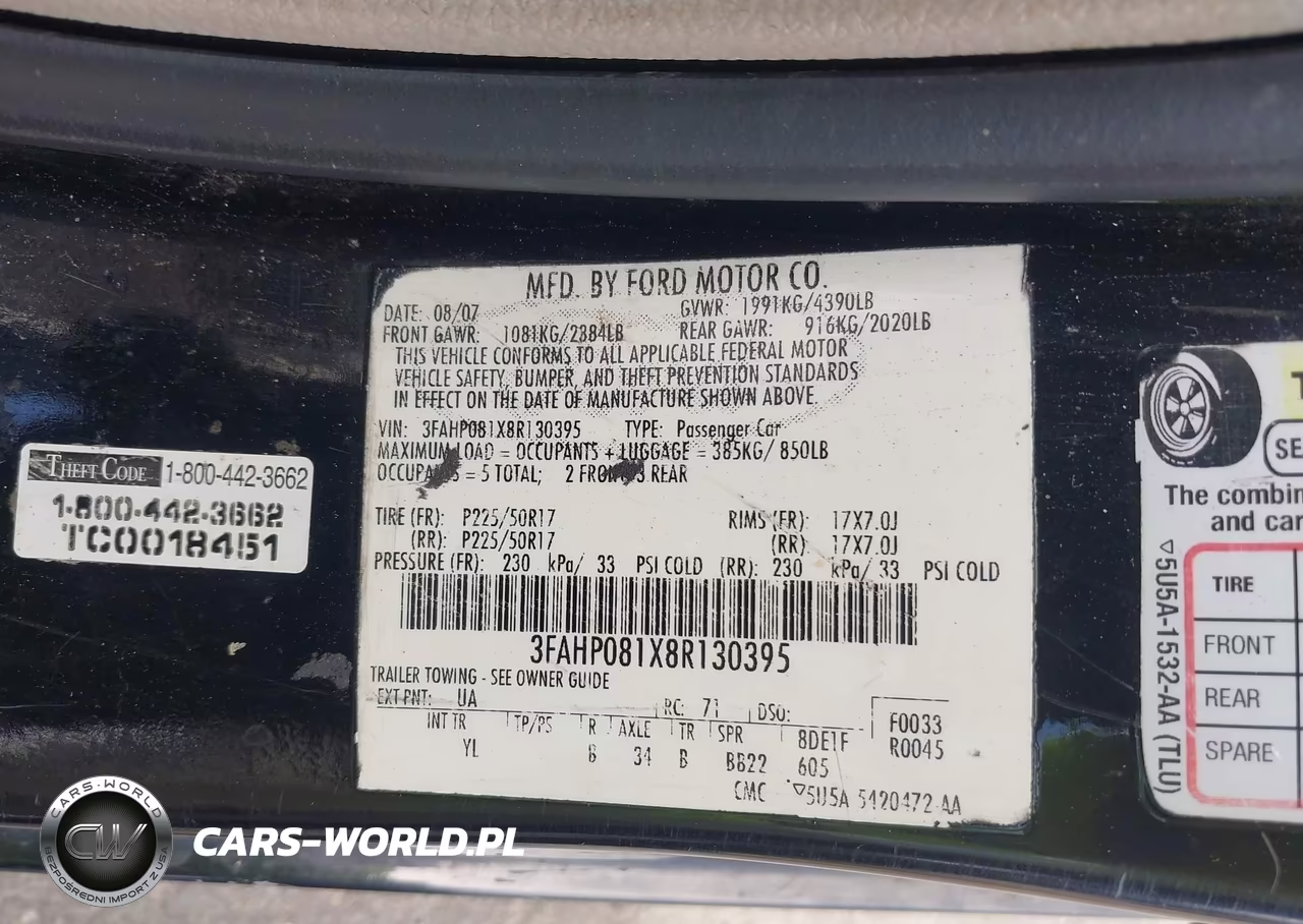 2008 Ford Fusion Sel VIN:3FAHP081X8R130395 - 9
