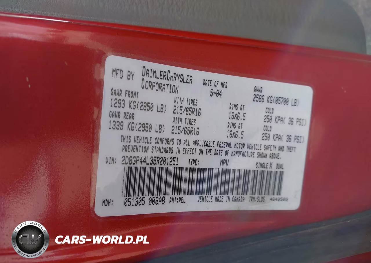 2005 Dodge Caravan Sxt VIN:2D8GP44L35R201251 - 9
