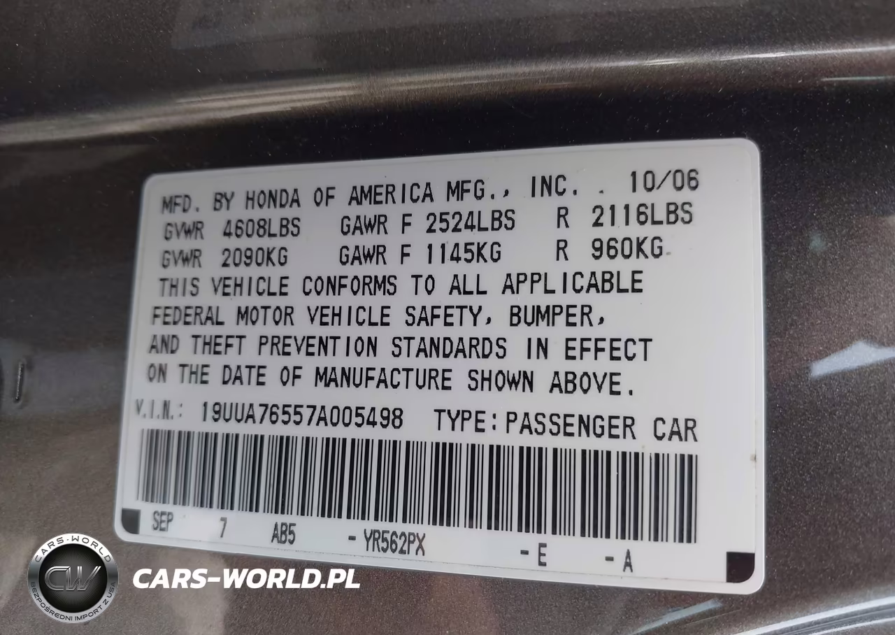 2007 Acura Tl Type S VIN:19UUA76557A005498 - 9