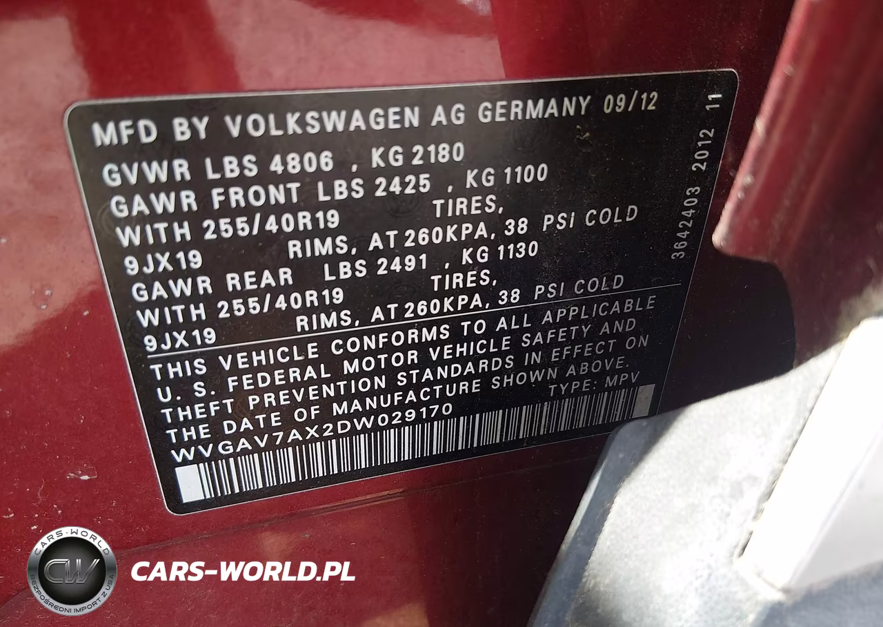 2013 Volkswagen Tiguan Sel VIN:WVGAV7AX2DW029170 - 9