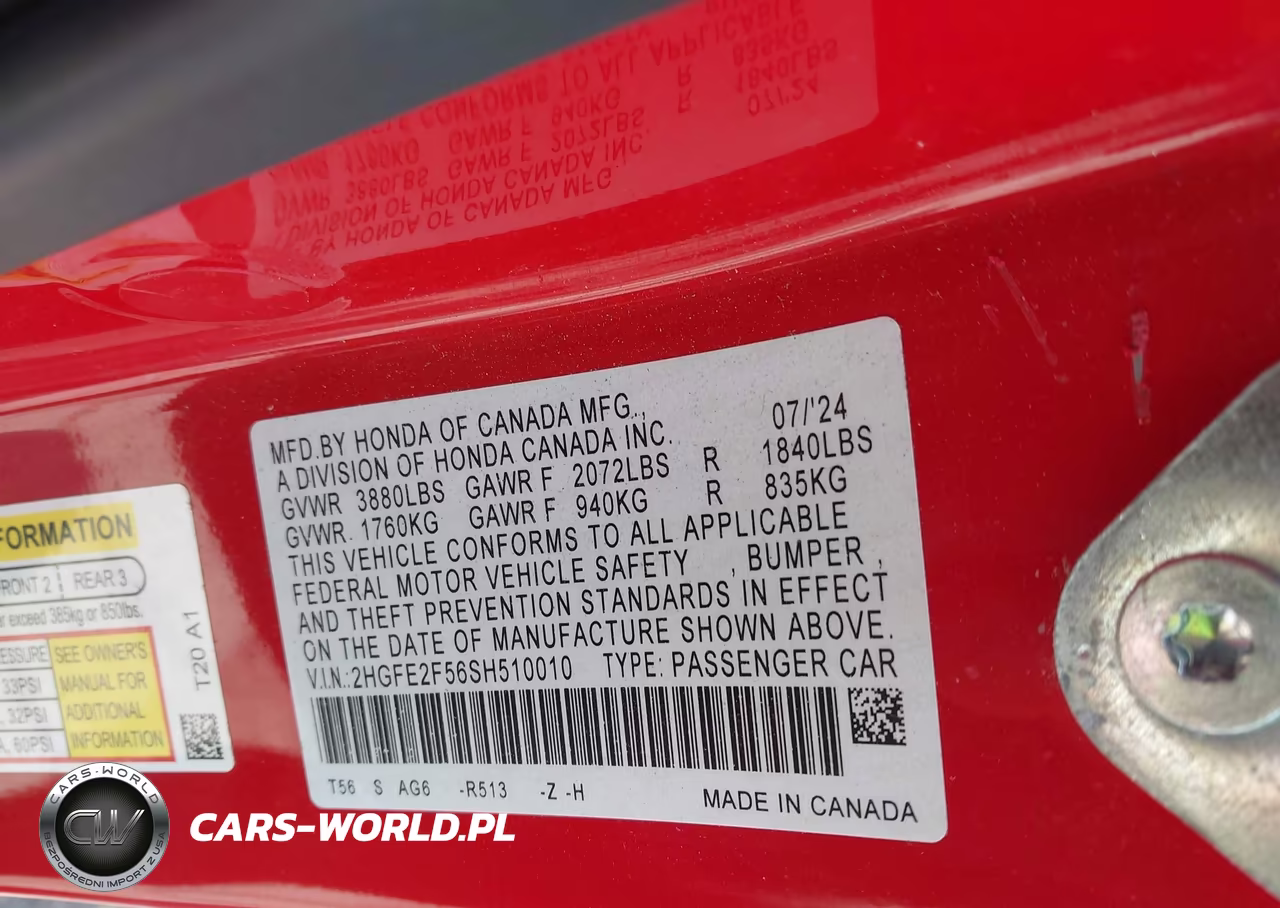 2025 Honda Civic Sport VIN:2HGFE2F56SH510010 - 9